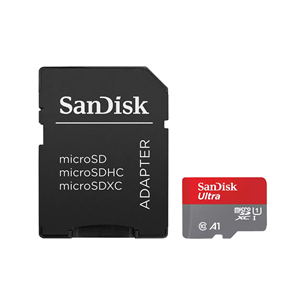 SanDisk Ultra microSDXC, 256 GB, hall - MicroSD mälukaart SD adapteriga