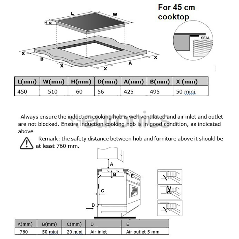 Schlosser, laius 45 cm, raamita, valge - Integreeritav induktsioonpliidiplaat