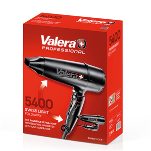 Valera Swiss Light 5400 Fold-Away, 2000 W, black – Foldable hair dryer