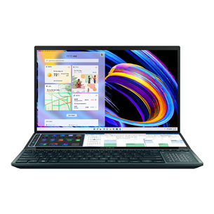 ASUS Zenbook Pro Duo 15 OLED, UHD, puutetundlik, i7, 32GB, 1TB, RTX3060, ENG, sinine - Sülearvuti UX582ZM-H2030X