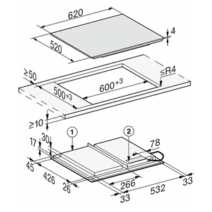 Miele, laius 62 cm, raamita, must - Integreeritav Induktsioonpliidiplaat