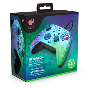 PDP, Xbox Series X|S & PC, Glitch Green REMATCH Advanced Wired Controller - Пульт