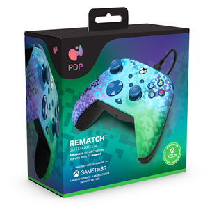 PDP, Xbox Series X|S & PC, Glitch Green REMATCH Advanced Wired Controller - Gamepad