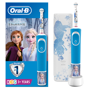 Braun Oral-B Frozen II, голубой - Электриеская зубная щетка + дорожный футляр D100FROZEN.TRAVEL