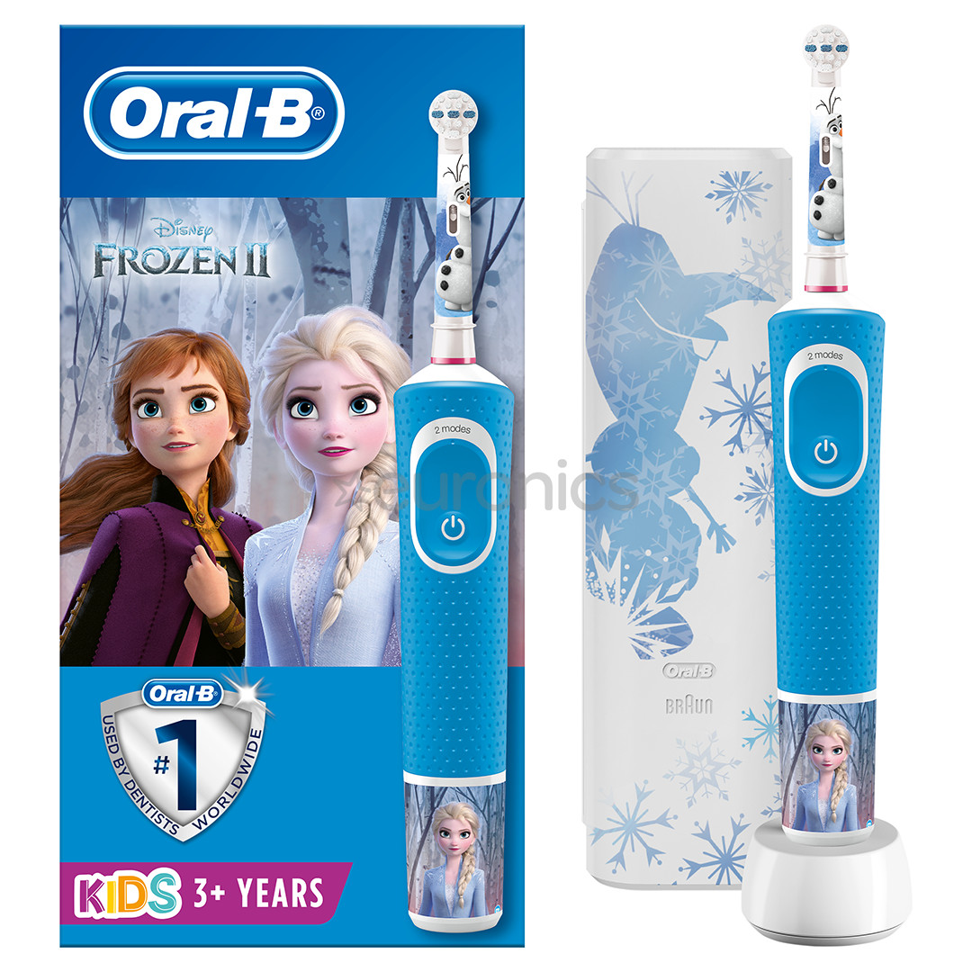 Braun Oral-B Frozen II, голубой - Электрическая зубная щетка + дорожный футляр