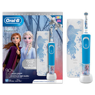 Braun Oral-B Frozen II, голубой - Электриеская зубная щетка + дорожный футляр