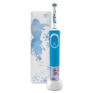 Braun Oral-B Frozen II, голубой - Электрическая зубная щетка + дорожный футляр