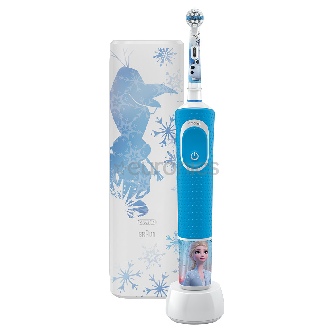 Braun Oral-B Frozen II, голубой - Электрическая зубная щетка + дорожный футляр