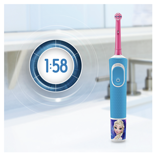 Braun Oral-B Frozen II, голубой - Электрическая зубная щетка + дорожный футляр