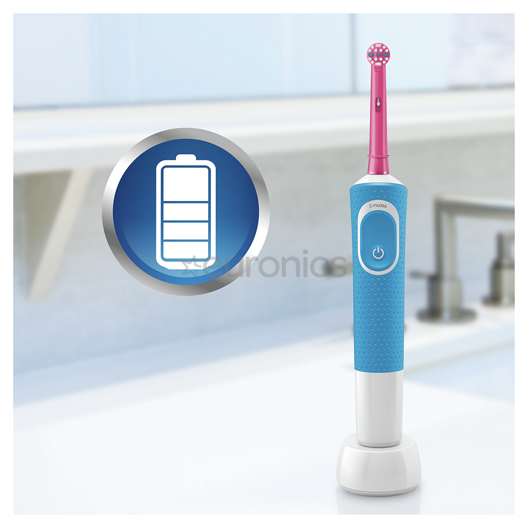 Braun Oral-B Frozen II, голубой - Электрическая зубная щетка + дорожный футляр