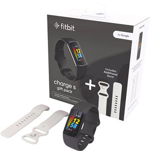 Fitbit Charge 5, подарочный комплект, черный/белый - Датчик активности