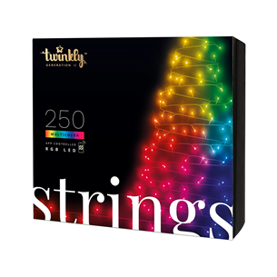 Twinkly Strings, 250 LED, IP44, 20 m, black - Smart Christmas Lights TWS250STP-BEU