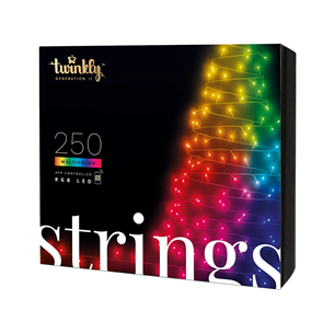 Twinkly Strings, 250 LED, IP44, 20 m, black - Smart Christmas Lights