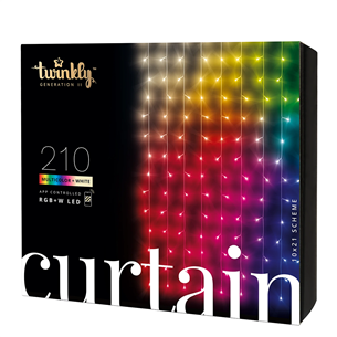 Twinkly Curtain, 210 LED, IP44, black - Smart Christmas Lights TWW210SPP-TEU