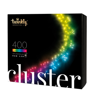 Twinkly Cluster, 400 LED, IP44, 6 m, black - Smart Christmas Lights TWC400STP-BEU