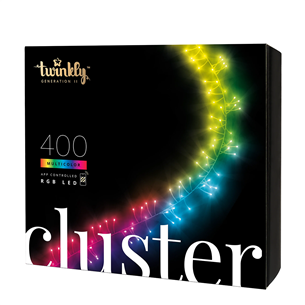 Twinkly Cluster, jõuluklaster, 400 LED, IP44, 6 m, must - Nutikad jõulutuled TWC400STP-BEU