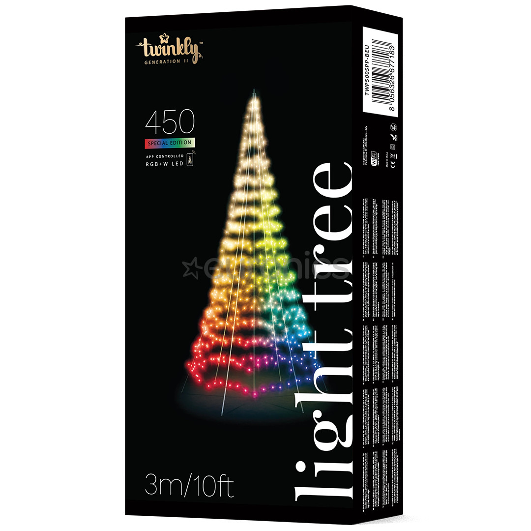 Twinkly Light Tree 3D, 450 LED, IP44, 3 m, must - Nutikas jõulupuu