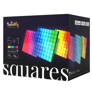 Twinkly Squares, 6 panels, IP20, black - Smart Light Wall Panels Starter Kit TWQ064STW-07-BEU