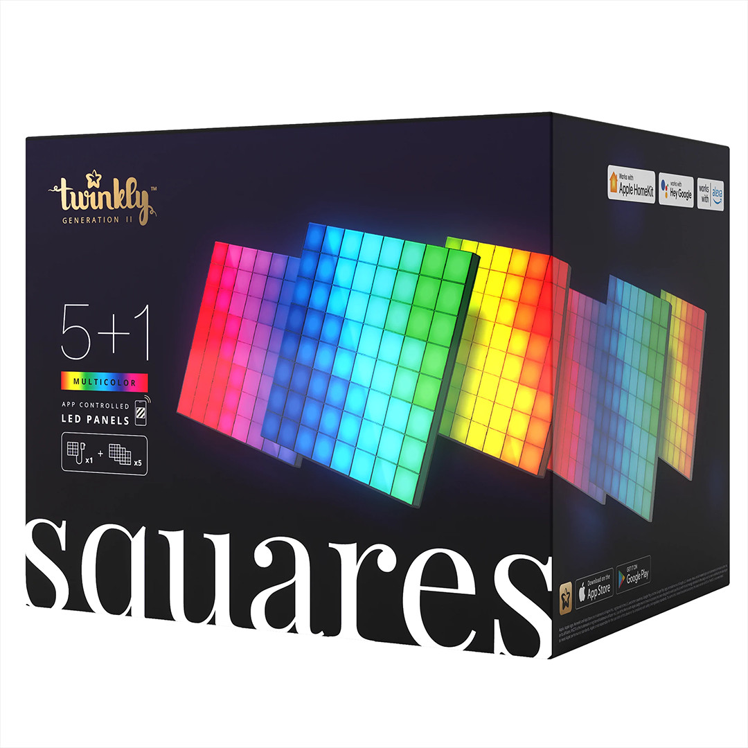 Twinkly Squares, 6 panels, IP20, black - Smart Light Wall Panels Starter Kit