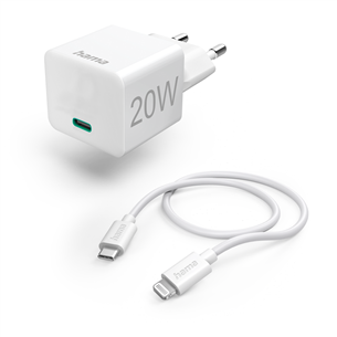 Hama Wall charger and Lightning cable, 20 Вт, белый - Зарядный адаптер с кабелем 00201620