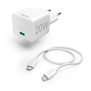 Hama Wall charger and Lightning cable, 20 Вт, белый - Зарядный адаптер с кабелем