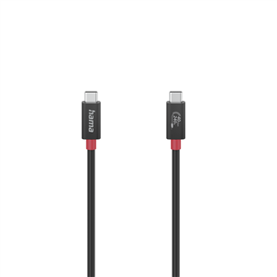 Hama Essential, USB-C - USB-C, 40 Gbit/s, 5A, 240W, 1m, must - Kaabel 00200779