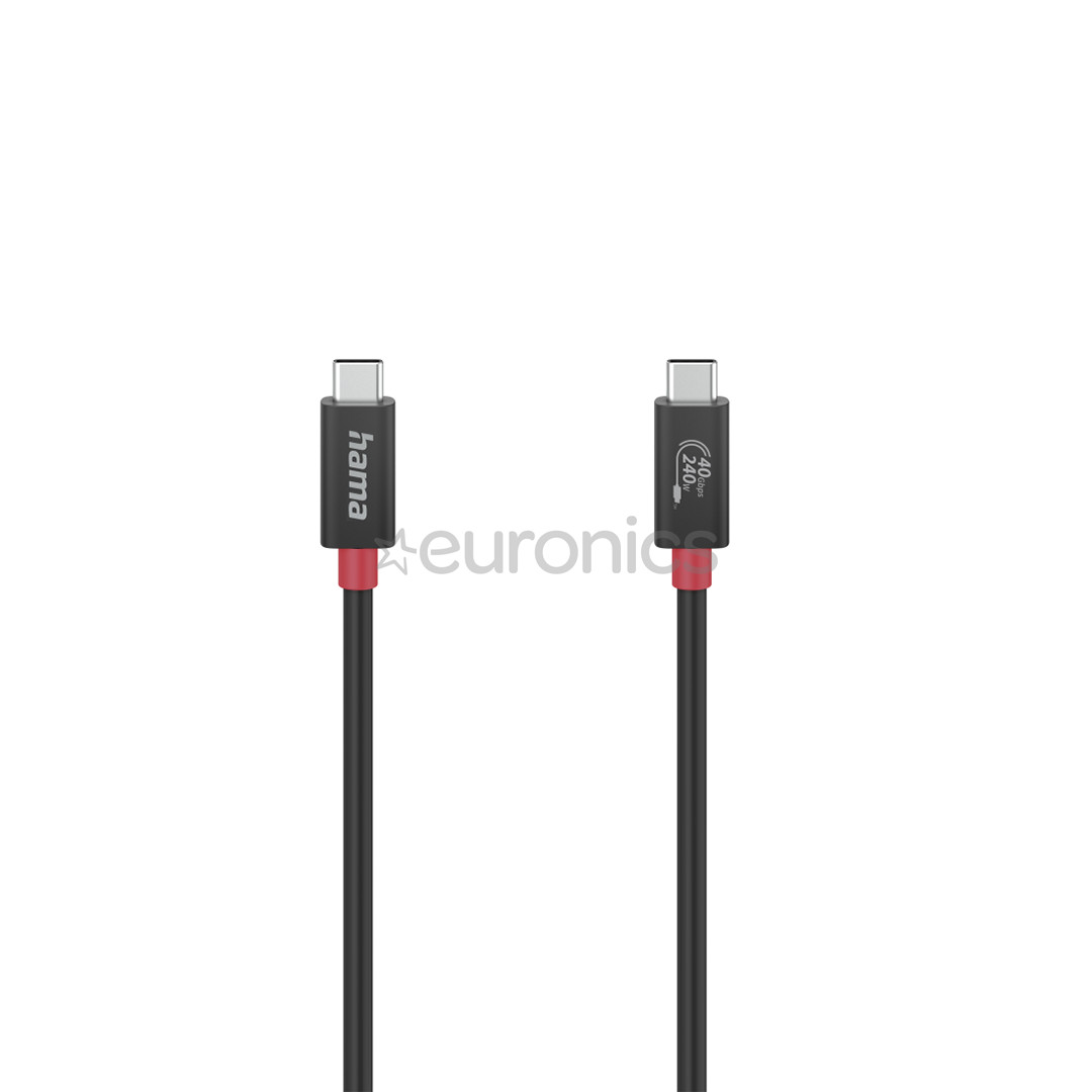 Hama Essential, USB-C - USB-C, 40 Gbit/s, 5 A, 240 W, 1 m, black - Cable