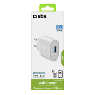 SBS Travel Charger, USB-A, 10 W, valge - Vooluadapter