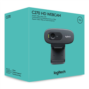 Logitech C270, HD, must - Veebikaamera