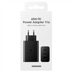 Samsung Trio, USB-C, USB-A, 65 W, must - Vooluadapter