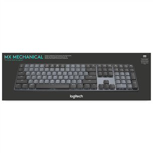 Logitech MX Mechanical, Tactile Quiet, US, must - Juhtmevaba mehaaniline klaviatuur