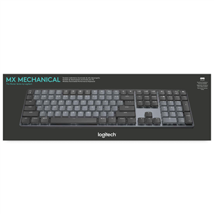 Logitech MX Mechanical, Tactile Quiet, US, must - Juhtmevaba mehaaniline klaviatuur