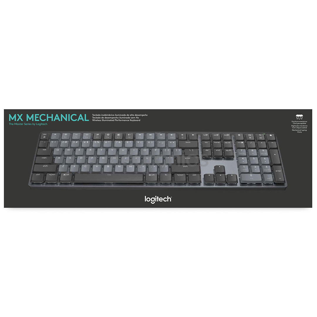 Logitech MX Mechanical, Tactile Quiet, US, must - Juhtmevaba mehaaniline klaviatuur