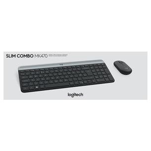 Logitech Slim Combo MK470, RUS, hall - Juhtmevaba klaviatuur + hiir