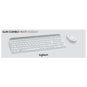 Logitech Slim Combo MK470, SWE, белый - Беспроводная клавиатура + мышь