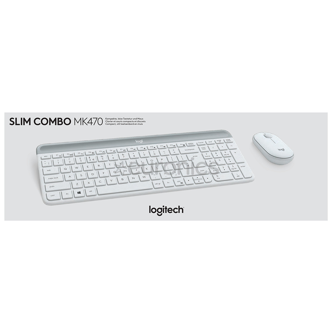 Logitech Slim Combo MK470, SWE, valge - Juhtmevaba klaviatuur + hiir
