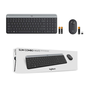 Logitech Slim Combo MK470, SWE, серый - Беспроводная клавиатура + мышь