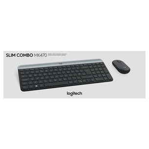 Logitech Slim Combo MK470, SWE, серый - Беспроводная клавиатура + мышь