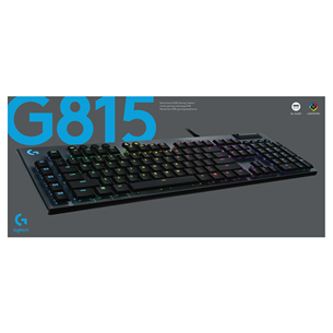 Logitech G815 Tactile, SWE, must - Mehaaniline klaviatuur