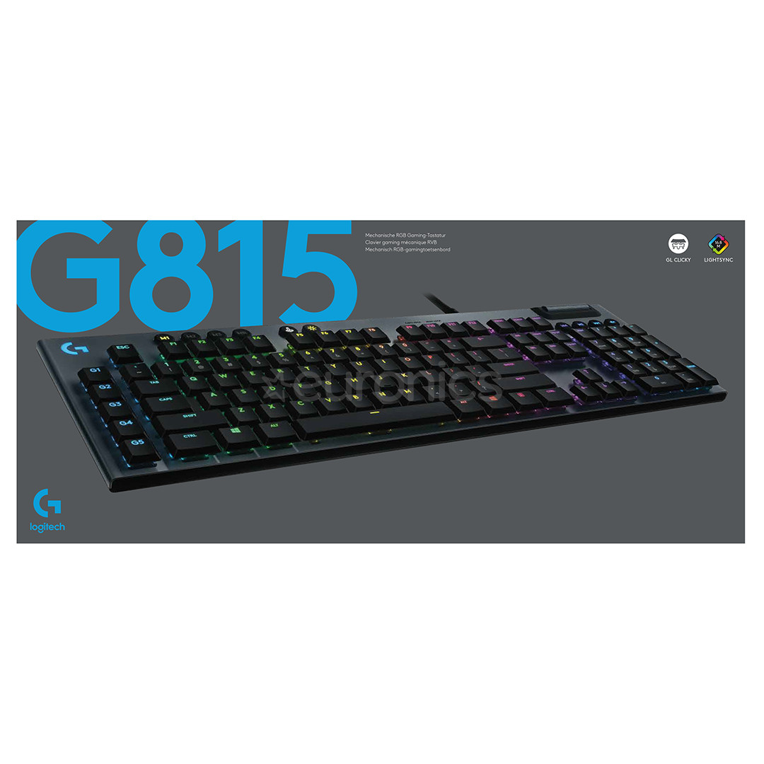 Logitech G815 Tactile, SWE, must - Mehaaniline klaviatuur