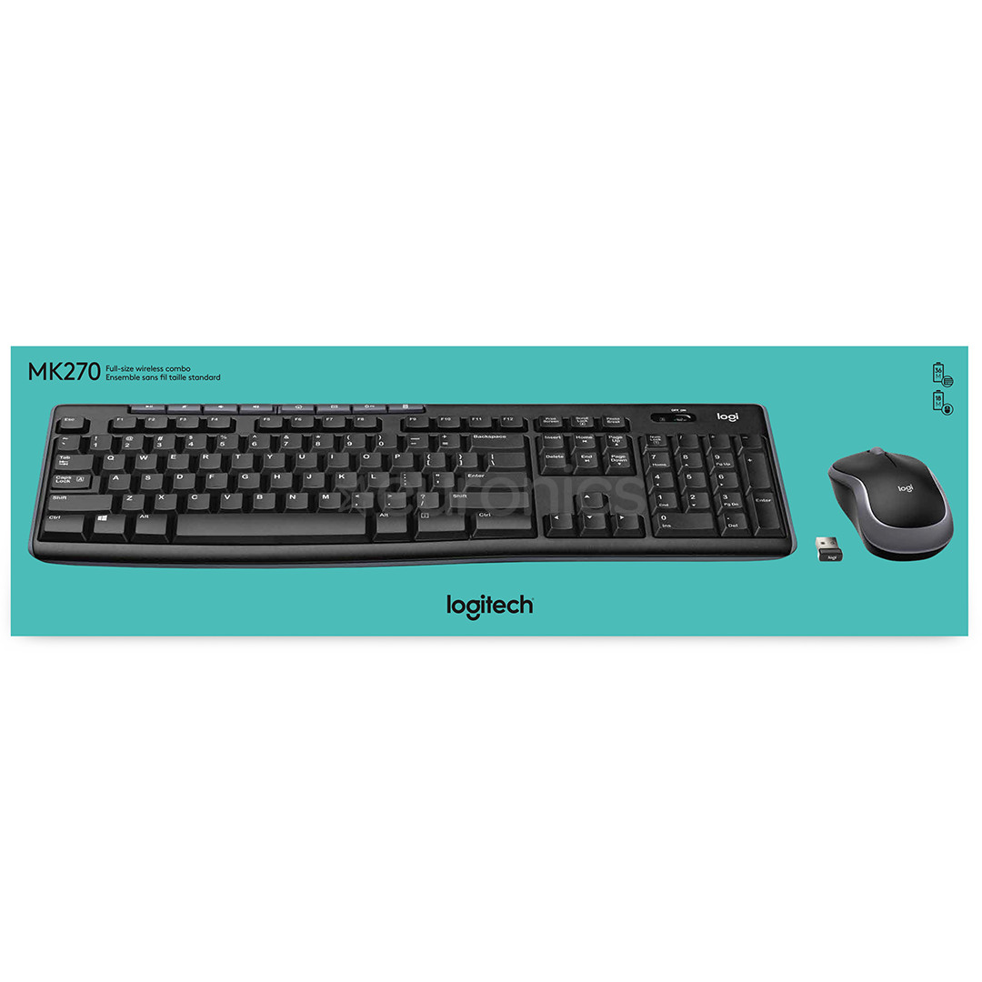 Logitech MK270, SWE, must - Juhtmevaba klaviatuur + hiir