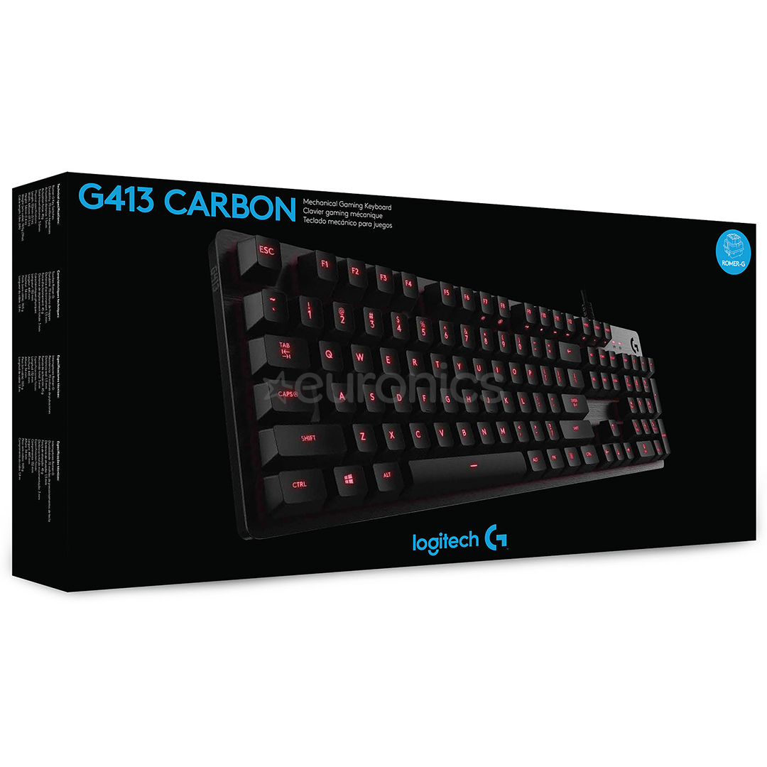 Logitech G413 Romer-G, RUS, must - Mehaaniline klaviatuur