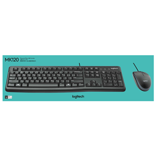 Logitech MK120, SWE, черный - Клавиатура + мышь