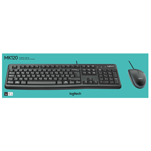 Logitech MK120, RUS, must - Klaviatuur + hiir