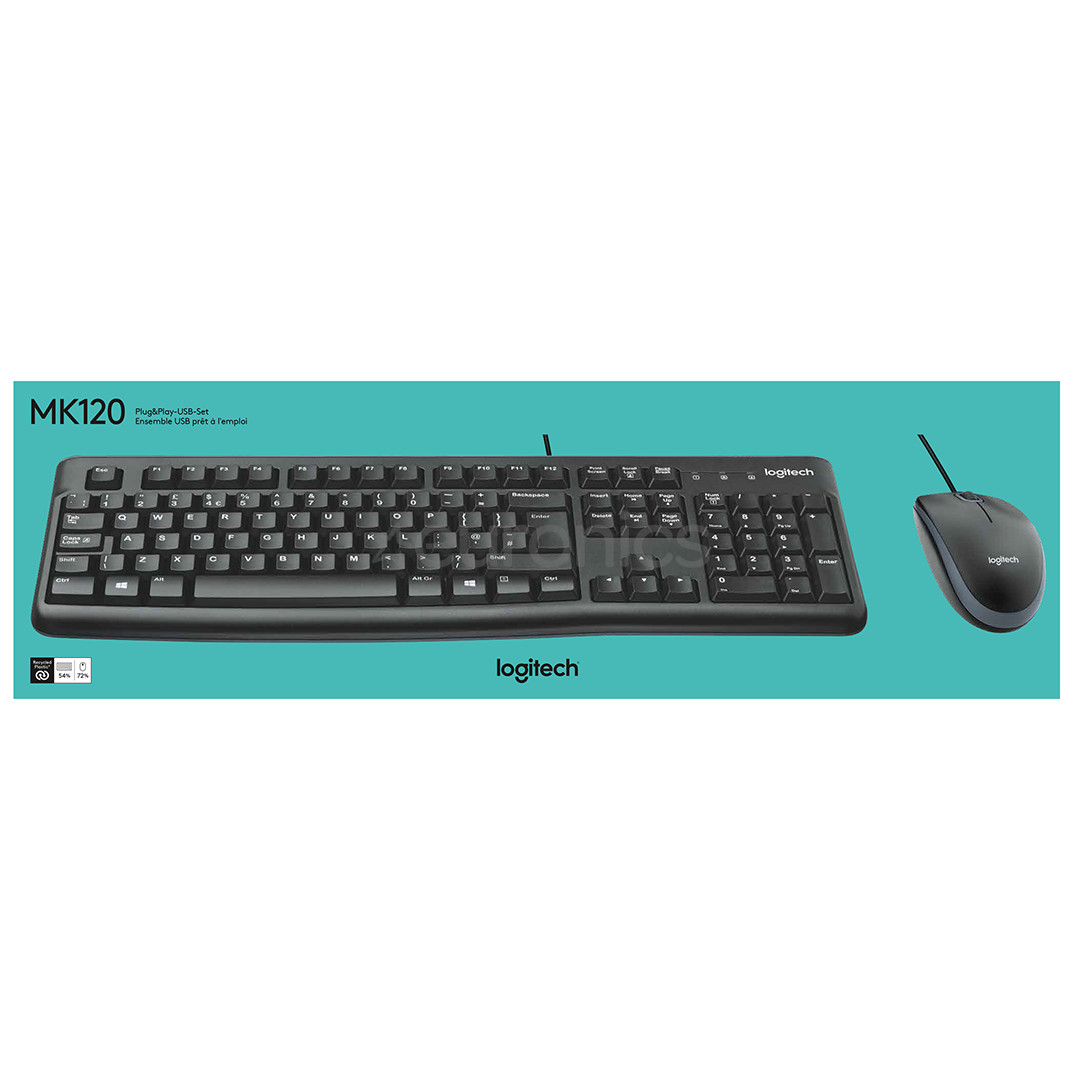 Logitech MK120, RUS, must - Klaviatuur + hiir