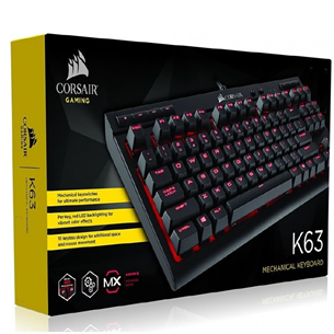 Corsair K63 Cherry MX Red, SWE, black - Mechanical Keyboard