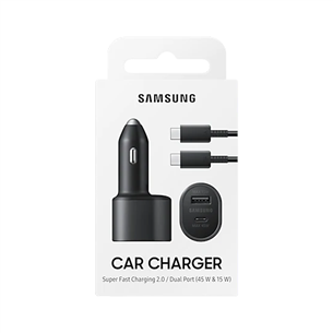 Автомобильное зарядное устройство USB и USB-C Samsung (45 Вт + 15 Вт)