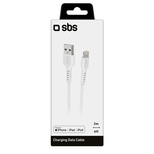 SBS, USB-A - Lightning, 2 м, белый - Кабель