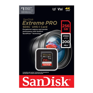 SanDisk Extreme Pro UHS-I, SDXC, 256 GB, must - Mälukaart