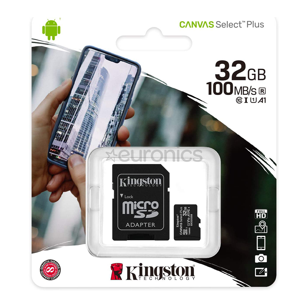 Kingston Canvas Select Plus microSD, 32GB, must - Mälukaart